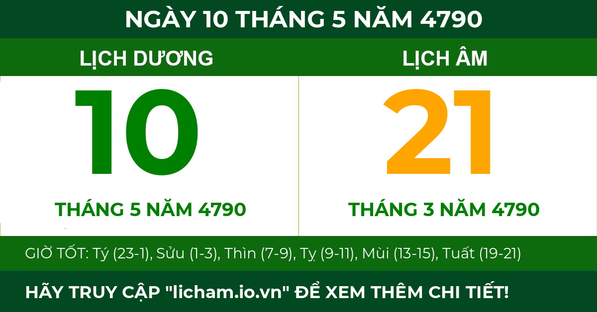 lịch âm ngày 10 tháng 5 năm 4790