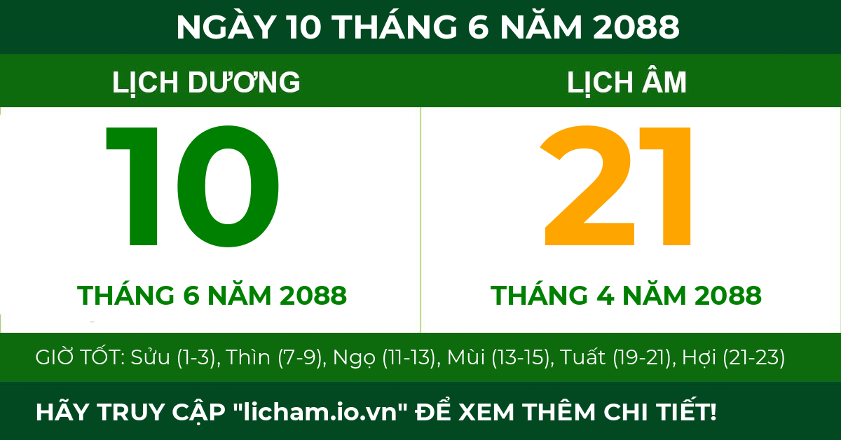 lịch âm ngày 10 tháng 6 năm 2088