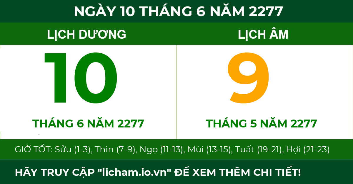 lịch âm ngày 10 tháng 6 năm 2277