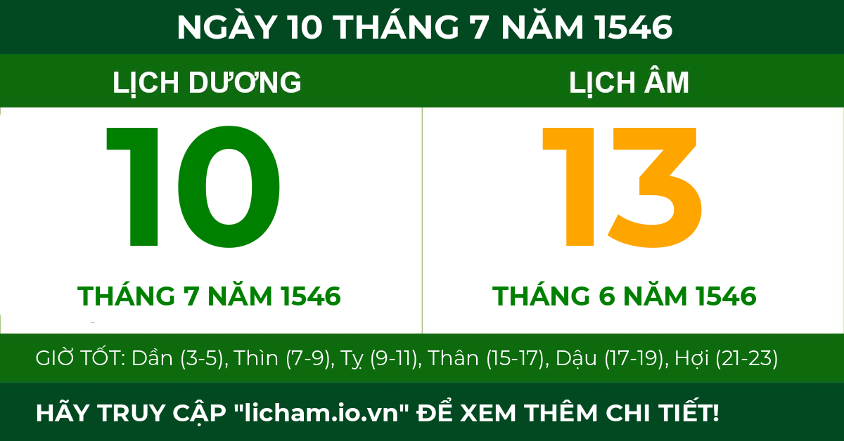 lịch âm ngày 10 tháng 7 năm 1546