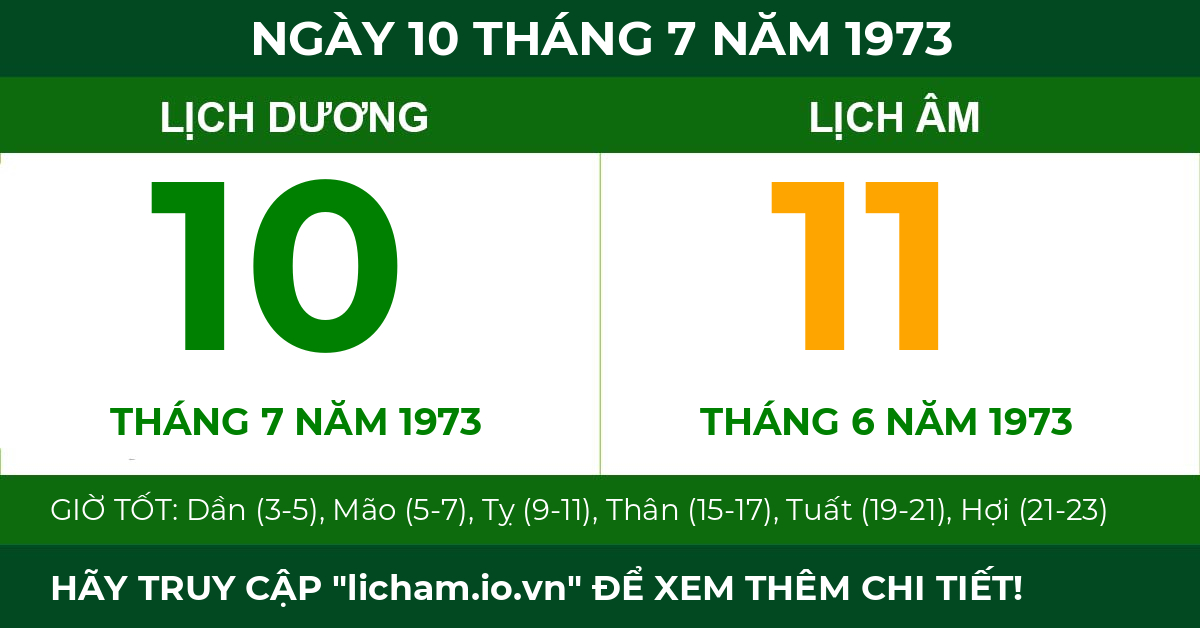 lịch âm ngày 10 tháng 7 năm 1973