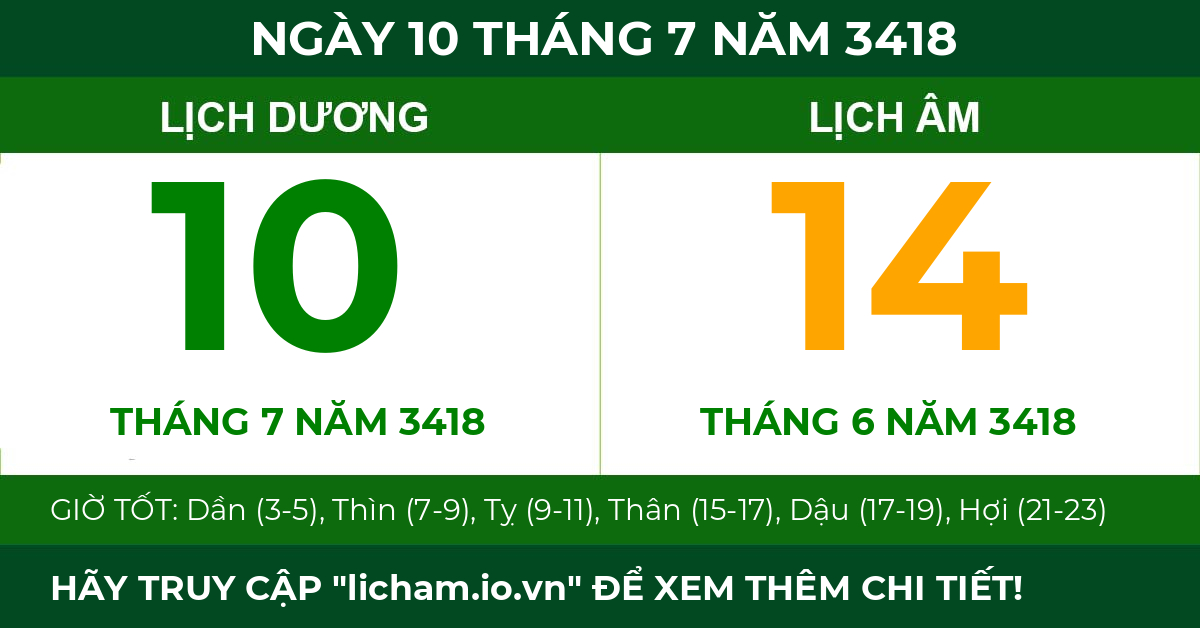 lịch âm ngày 10 tháng 7 năm 3418