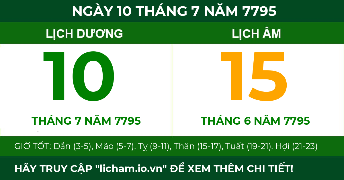 lịch âm ngày 10 tháng 7 năm 7795
