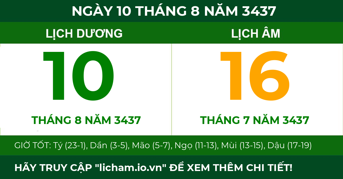 lịch âm ngày 10 tháng 8 năm 3437