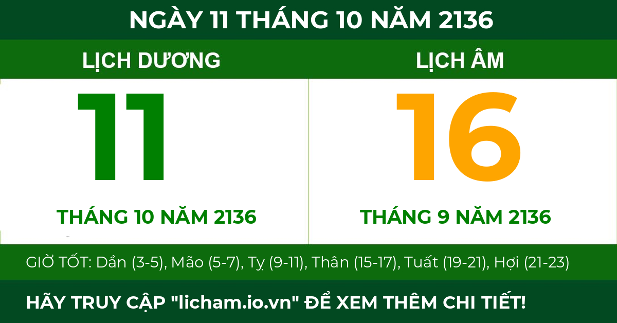 lịch âm ngày 11 tháng 10 năm 2136
