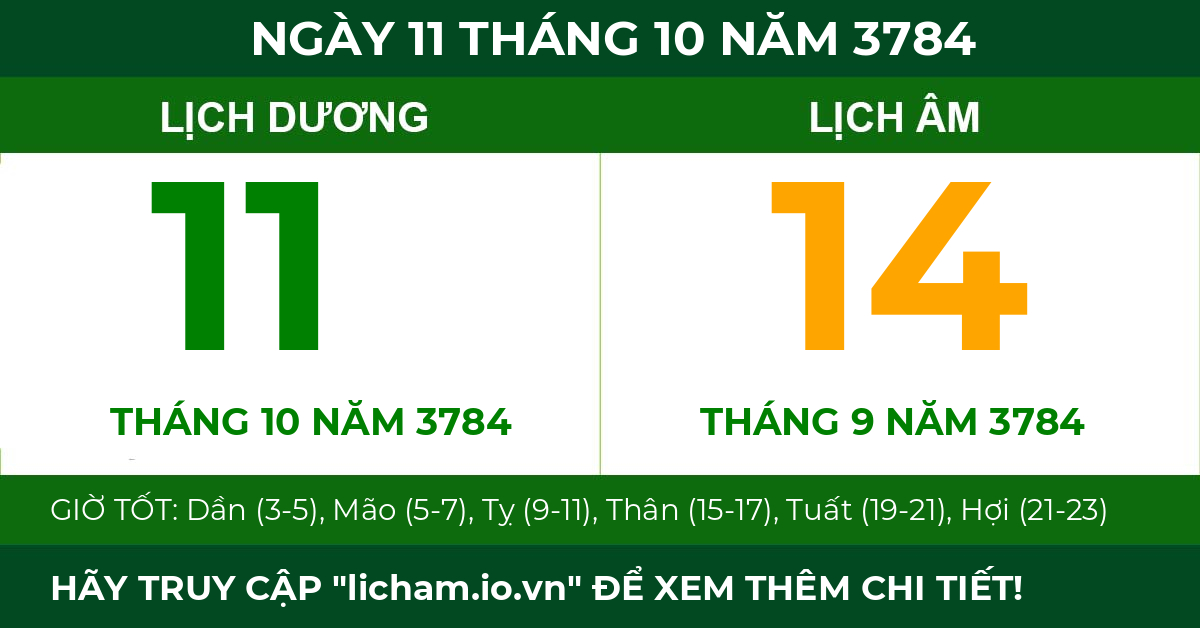 lịch âm ngày 11 tháng 10 năm 3784