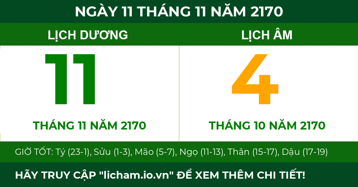 lịch âm ngày 11 tháng 11 năm 2170