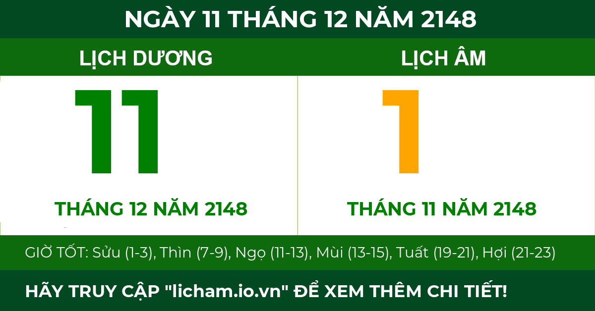 lịch âm ngày 11 tháng 12 năm 2148