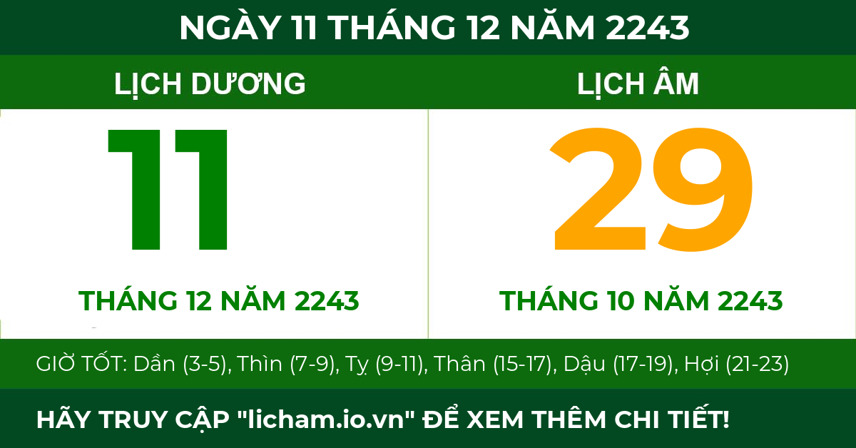lịch âm ngày 11 tháng 12 năm 2243