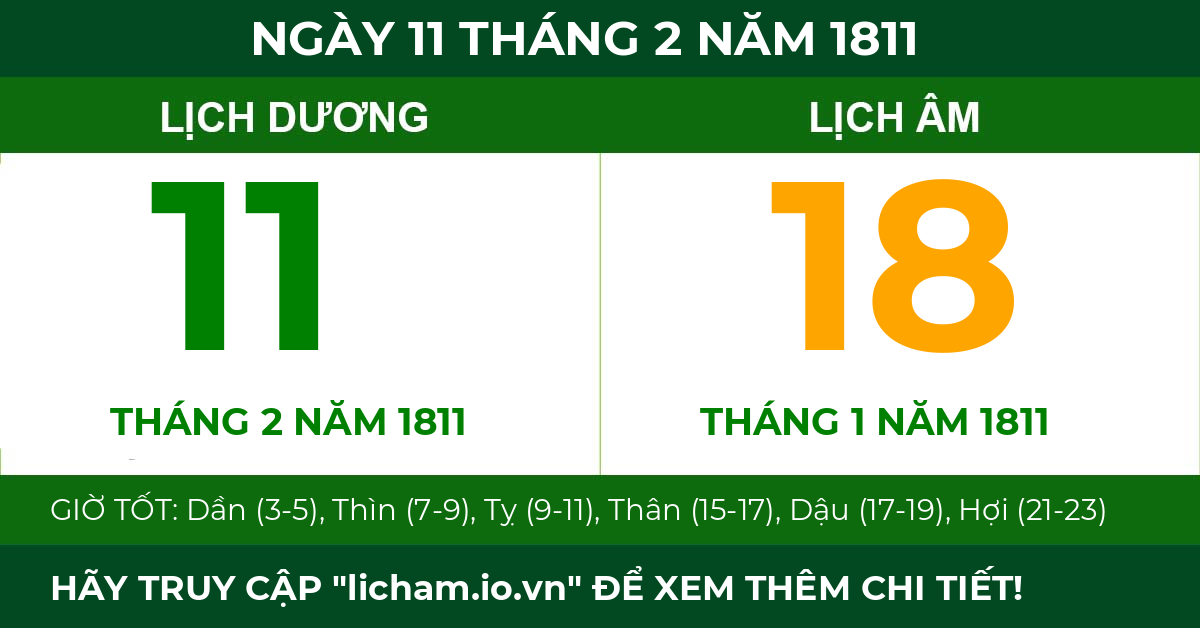 lịch âm ngày 11 tháng 2 năm 1811