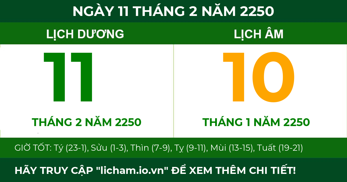 lịch âm ngày 11 tháng 2 năm 2250