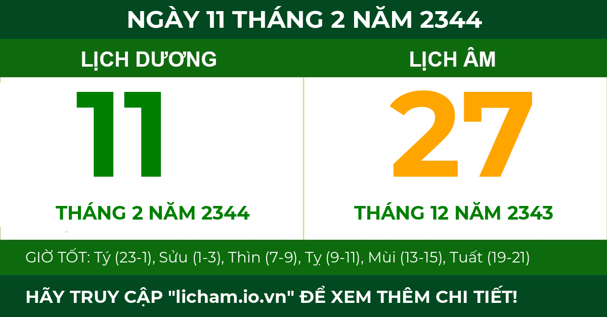 lịch âm ngày 11 tháng 2 năm 2344