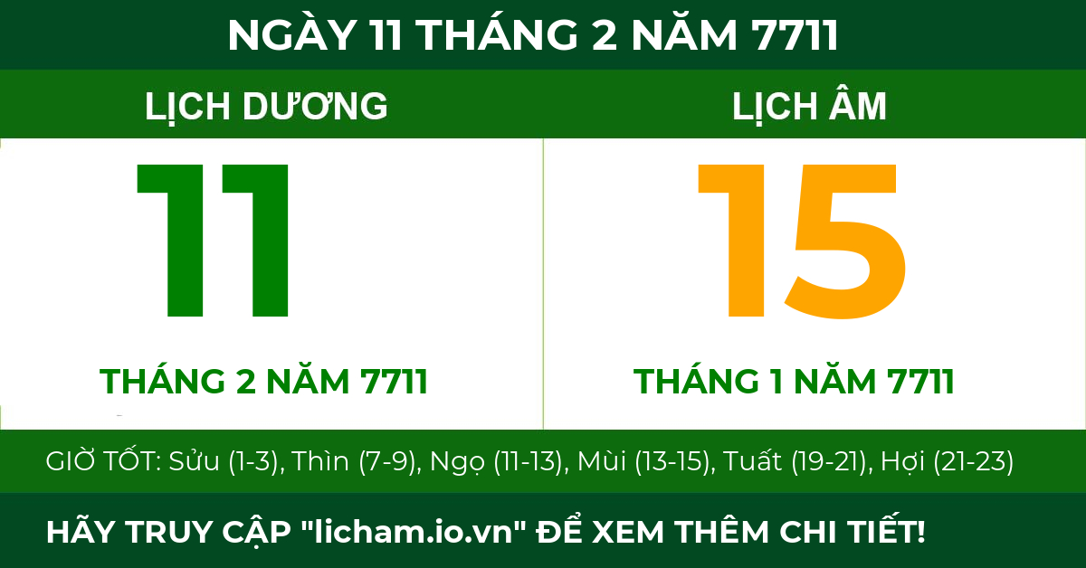 lịch âm ngày 11 tháng 2 năm 7711