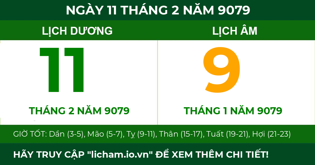 lịch âm ngày 11 tháng 2 năm 9079