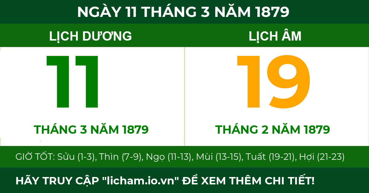 lịch âm ngày 11 tháng 3 năm 1879