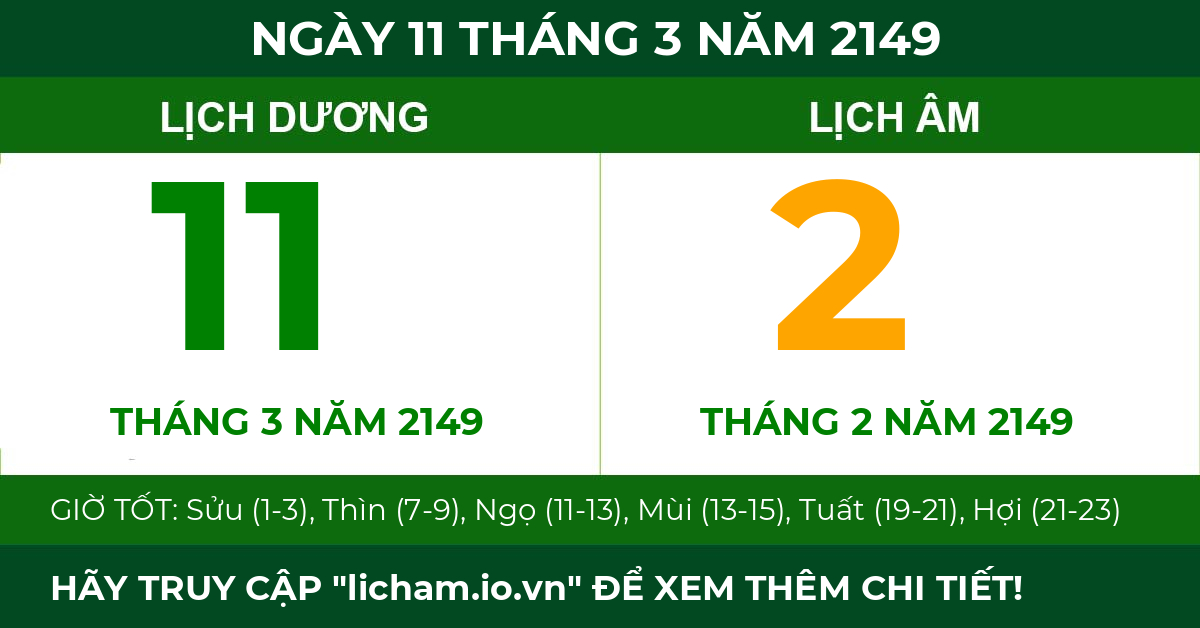 lịch âm ngày 11 tháng 3 năm 2149