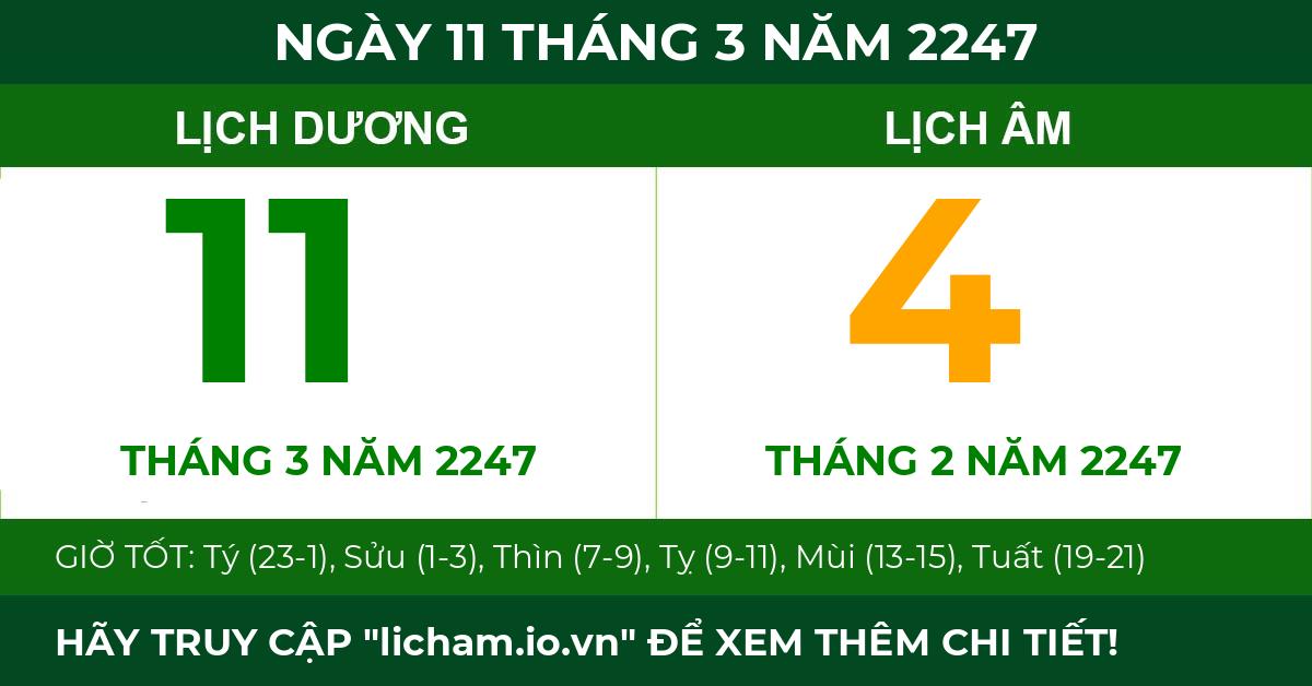 lịch âm ngày 11 tháng 3 năm 2247