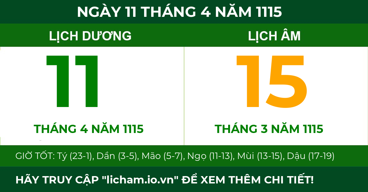 lịch âm ngày 11 tháng 4 năm 1115