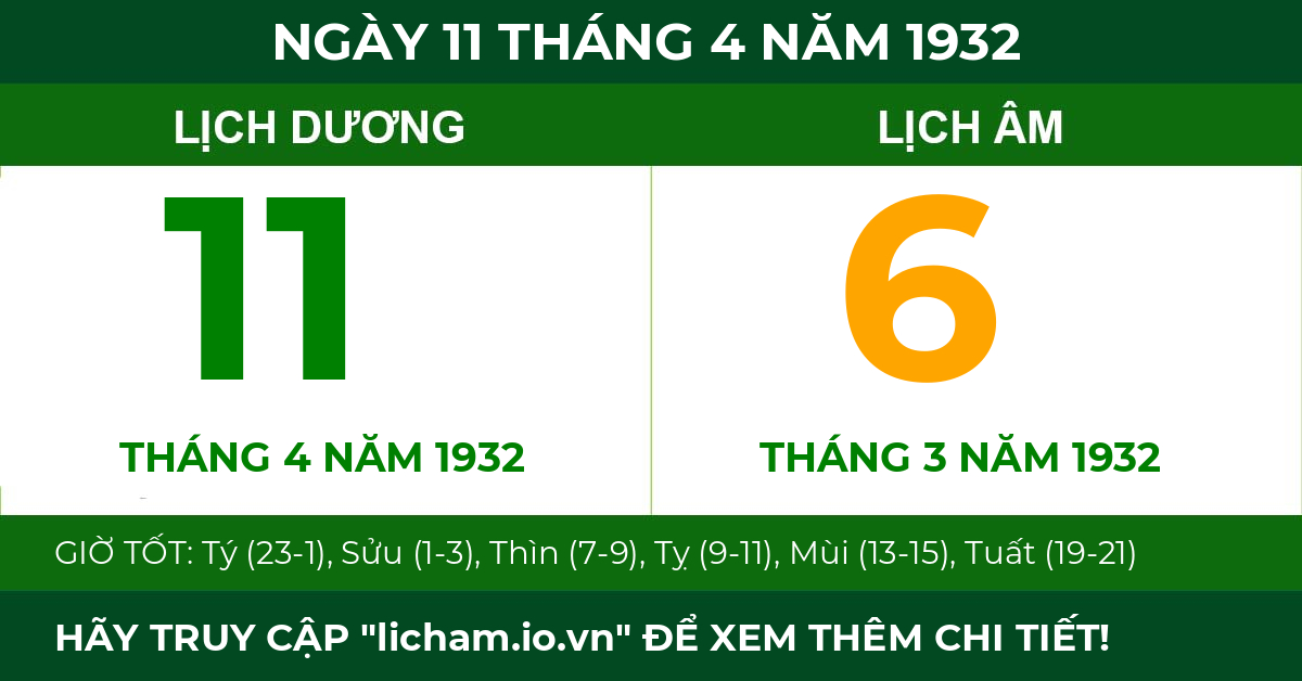 lịch âm ngày 11 tháng 4 năm 1932