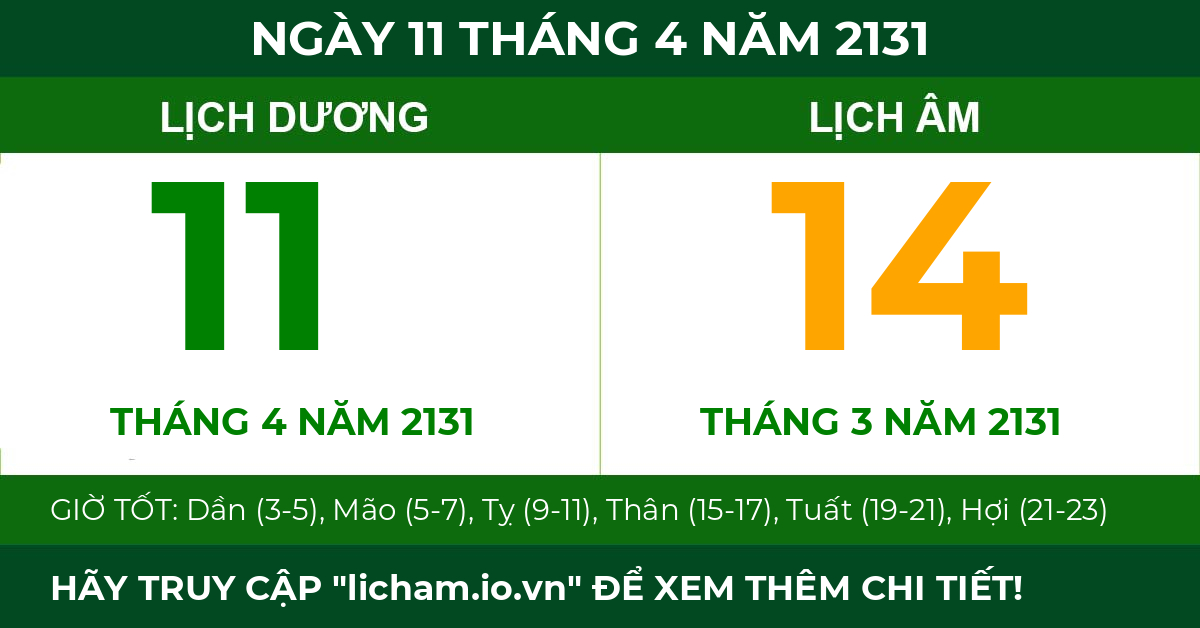 lịch âm ngày 11 tháng 4 năm 2131