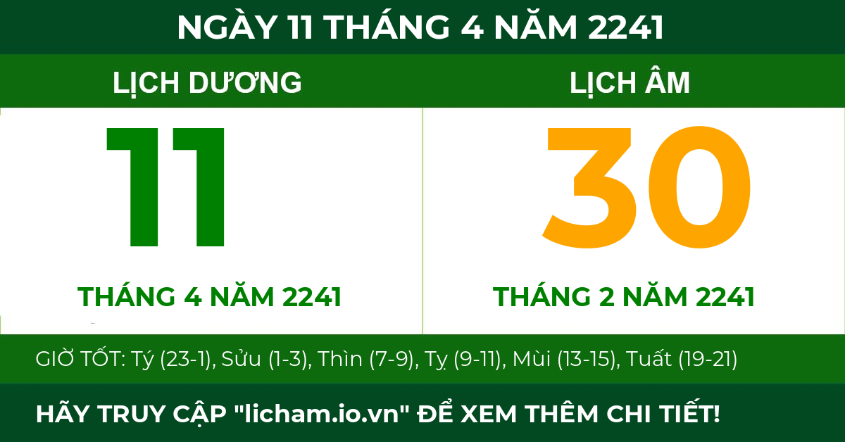 lịch âm ngày 11 tháng 4 năm 2241