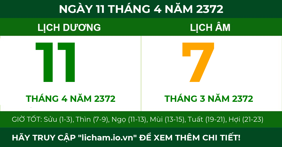 lịch âm ngày 11 tháng 4 năm 2372