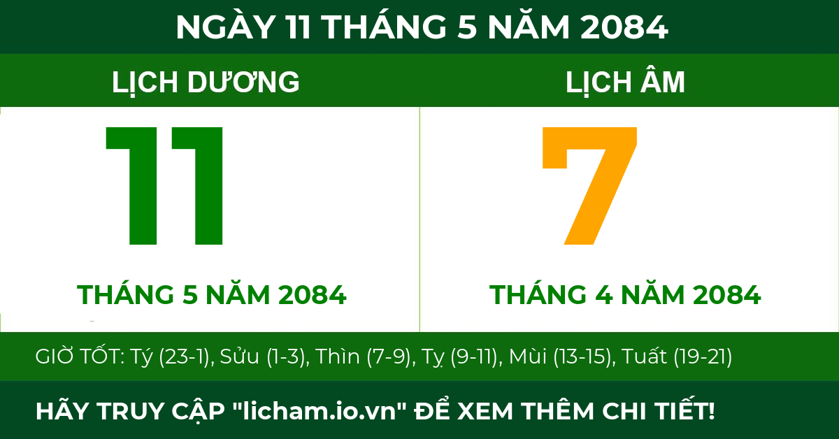 lịch âm ngày 11 tháng 5 năm 2084