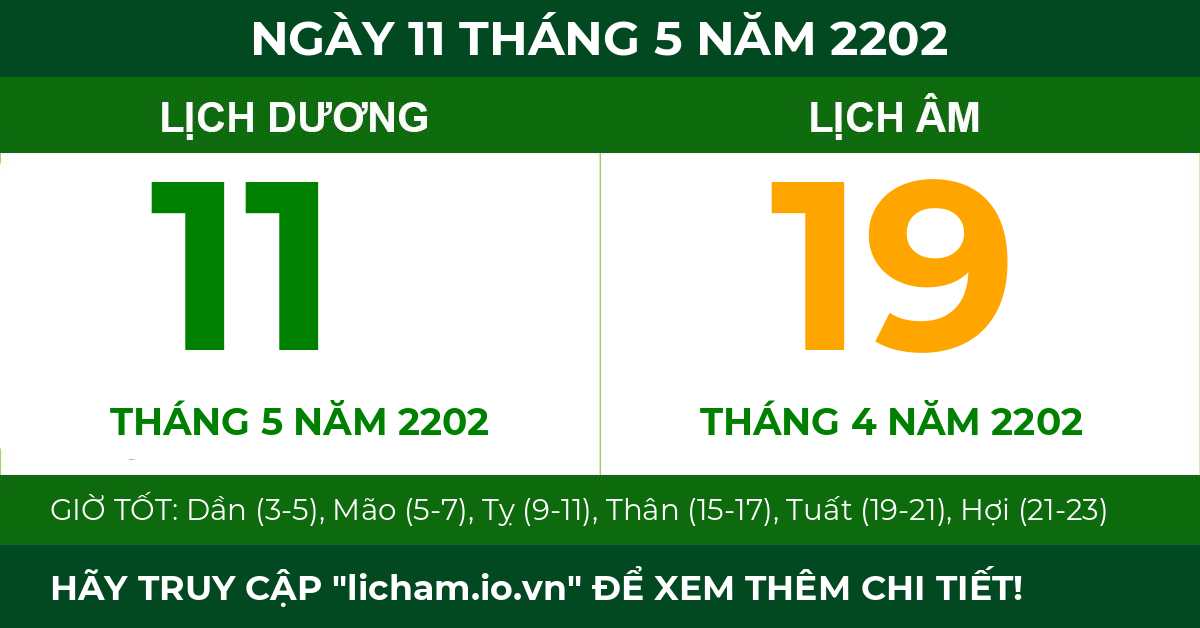 lịch âm ngày 11 tháng 5 năm 2202