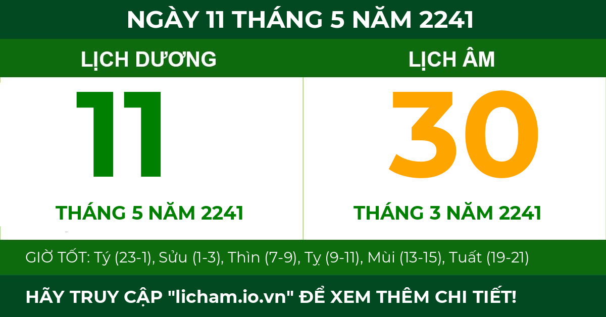 lịch âm ngày 11 tháng 5 năm 2241