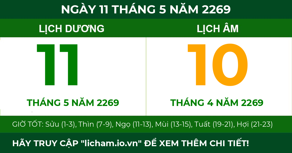 lịch âm ngày 11 tháng 5 năm 2269