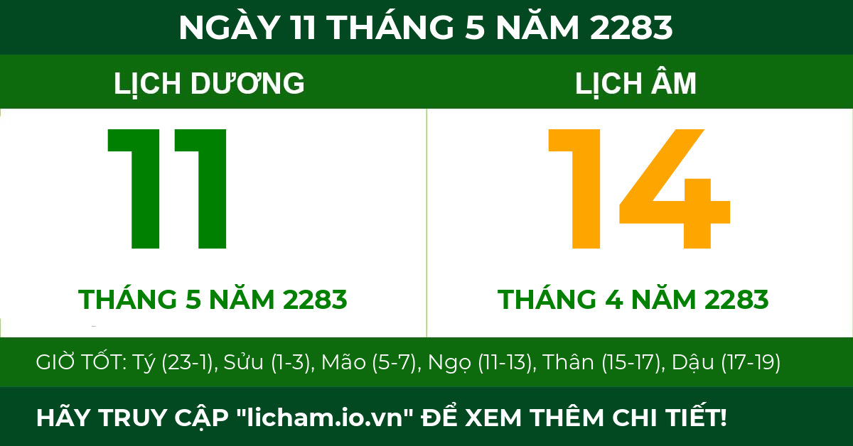 lịch âm ngày 11 tháng 5 năm 2283