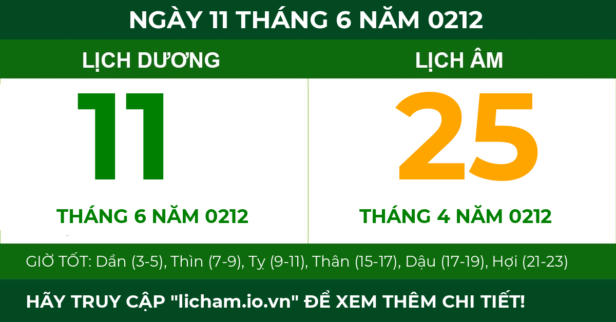 lịch âm ngày 11 tháng 6 năm 0212