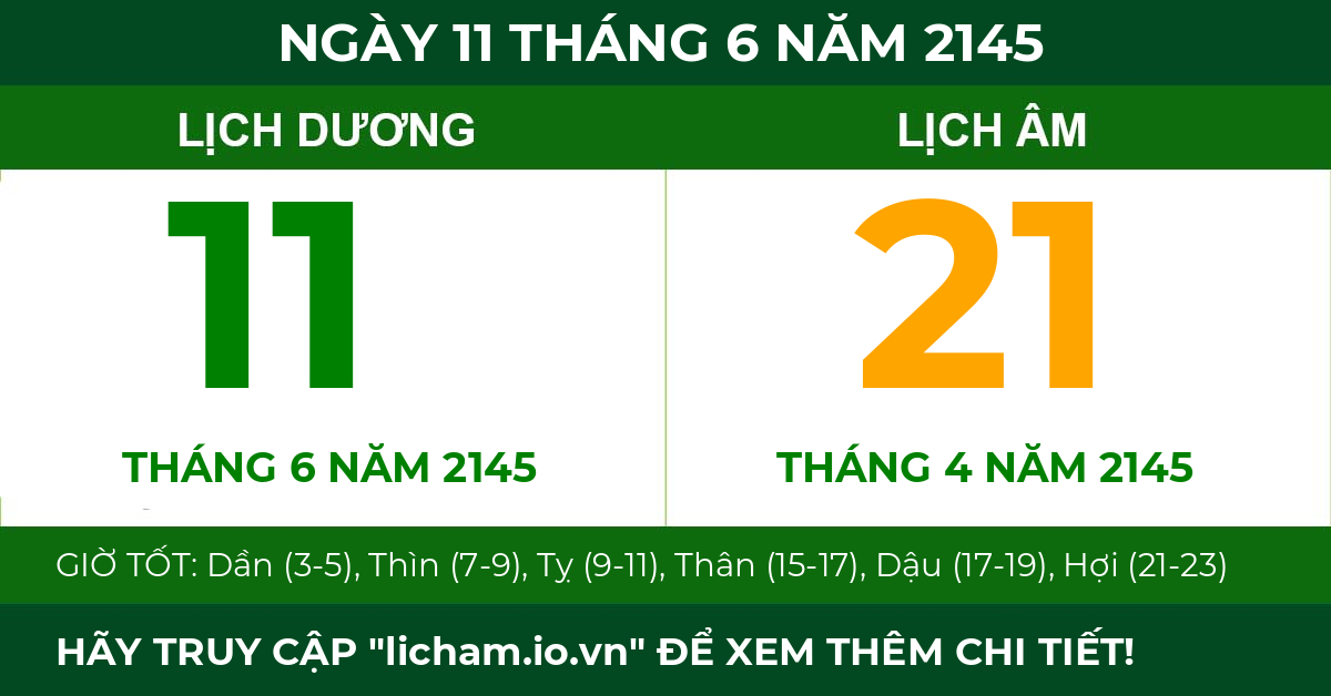 lịch âm ngày 11 tháng 6 năm 2145