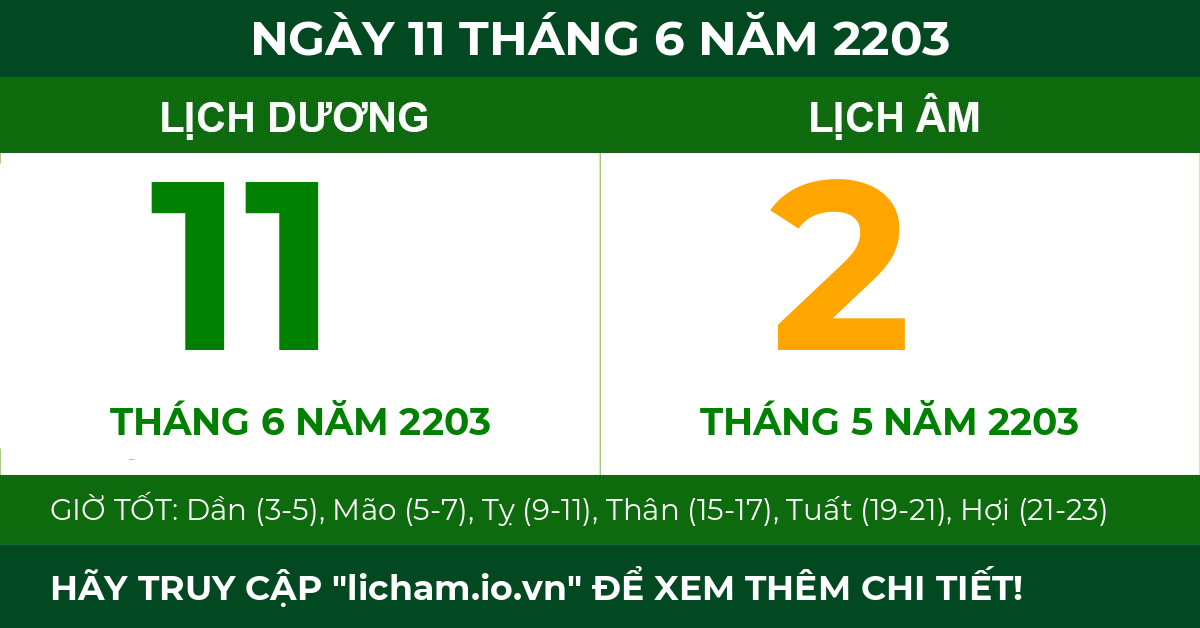 lịch âm ngày 11 tháng 6 năm 2203
