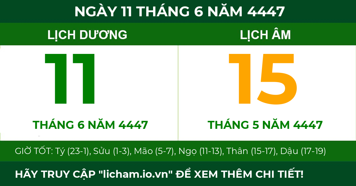 lịch âm ngày 11 tháng 6 năm 4447