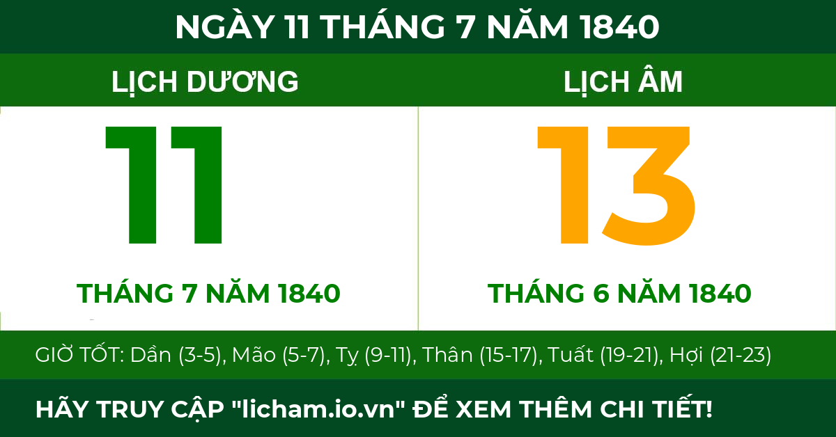 lịch âm ngày 11 tháng 7 năm 1840