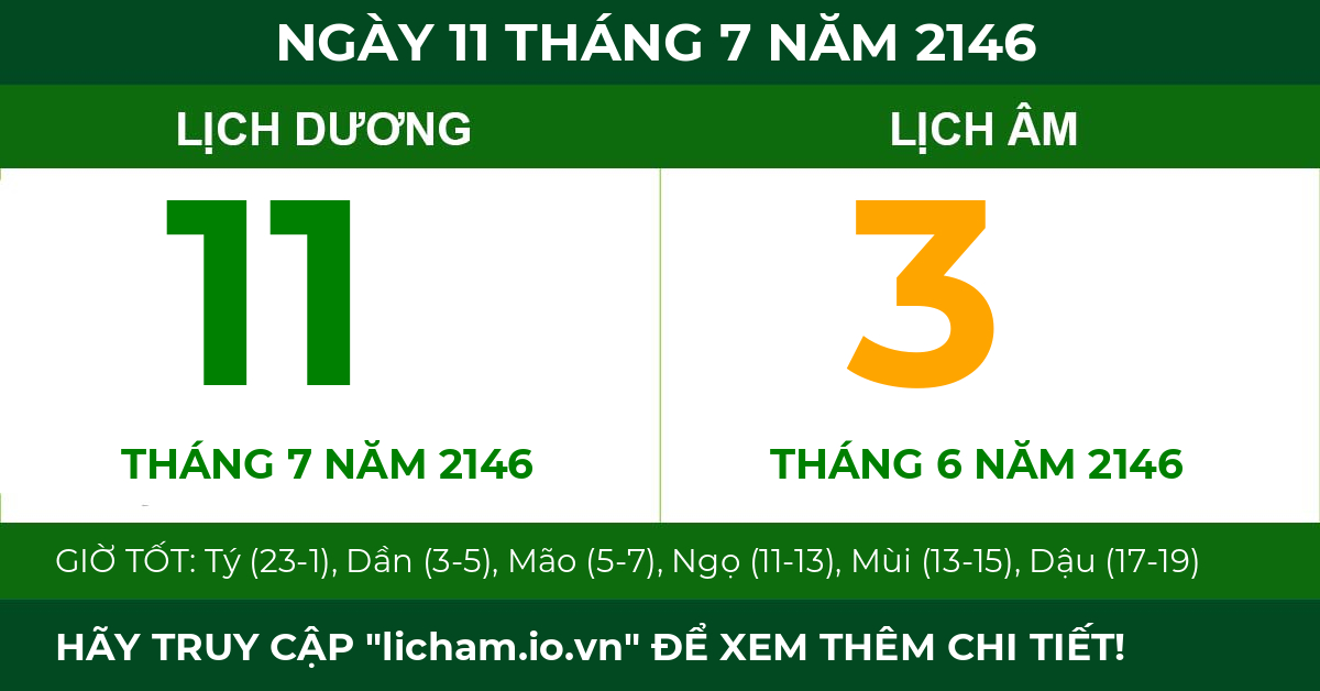 lịch âm ngày 11 tháng 7 năm 2146
