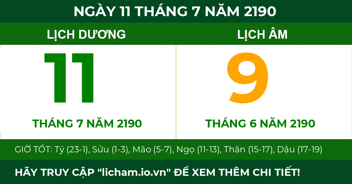 lịch âm ngày 11 tháng 7 năm 2190