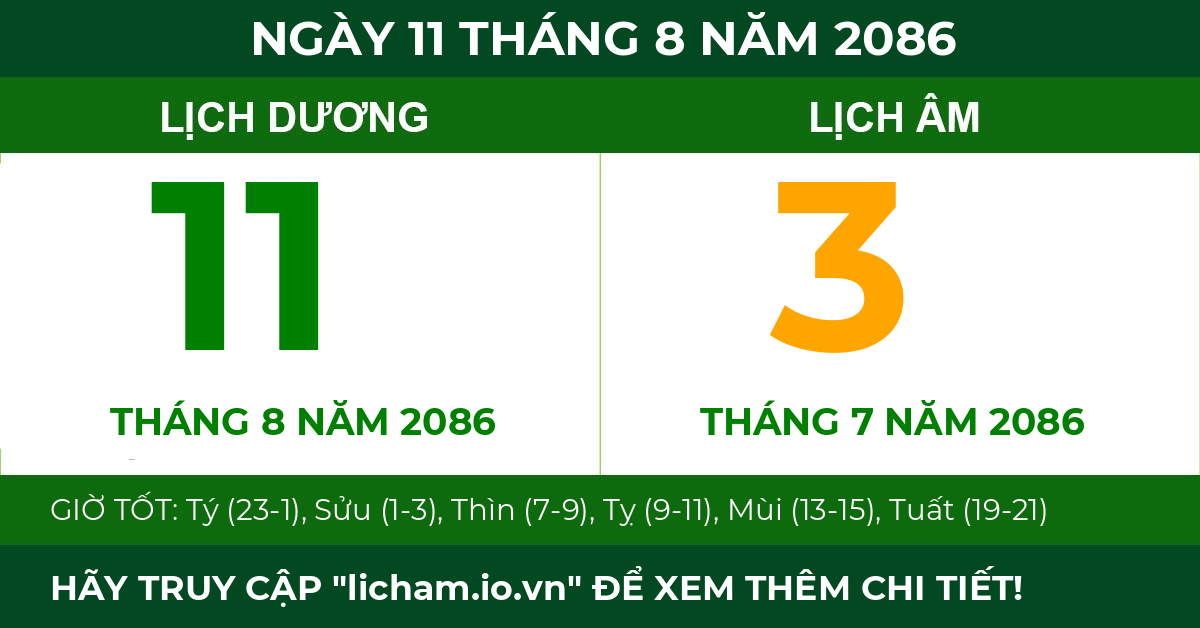 lịch âm ngày 11 tháng 8 năm 2086