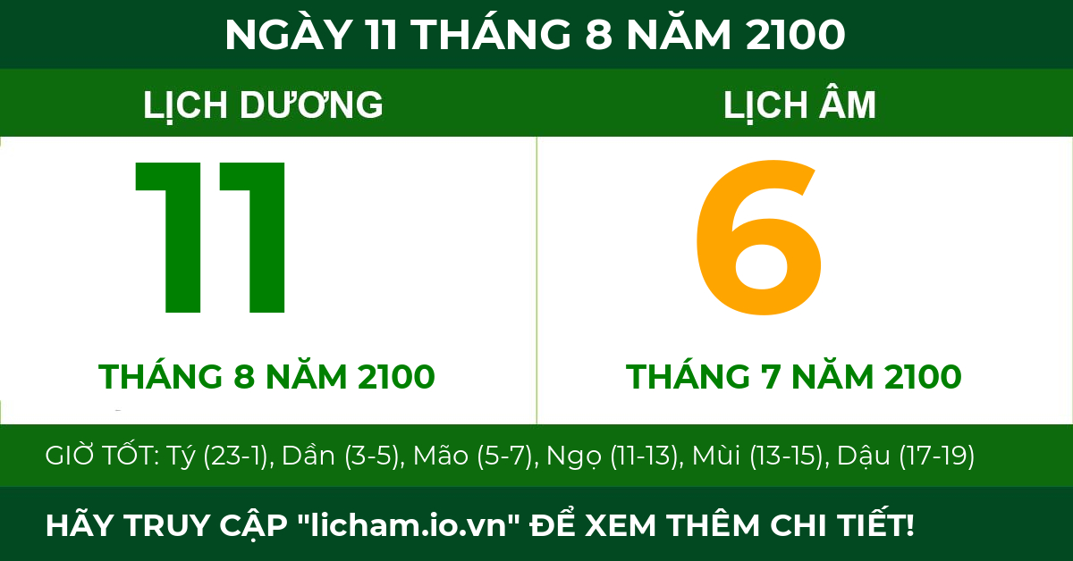 lịch âm ngày 11 tháng 8 năm 2100