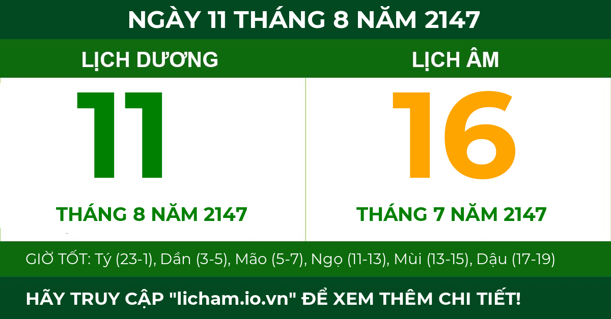 lịch âm ngày 11 tháng 8 năm 2147