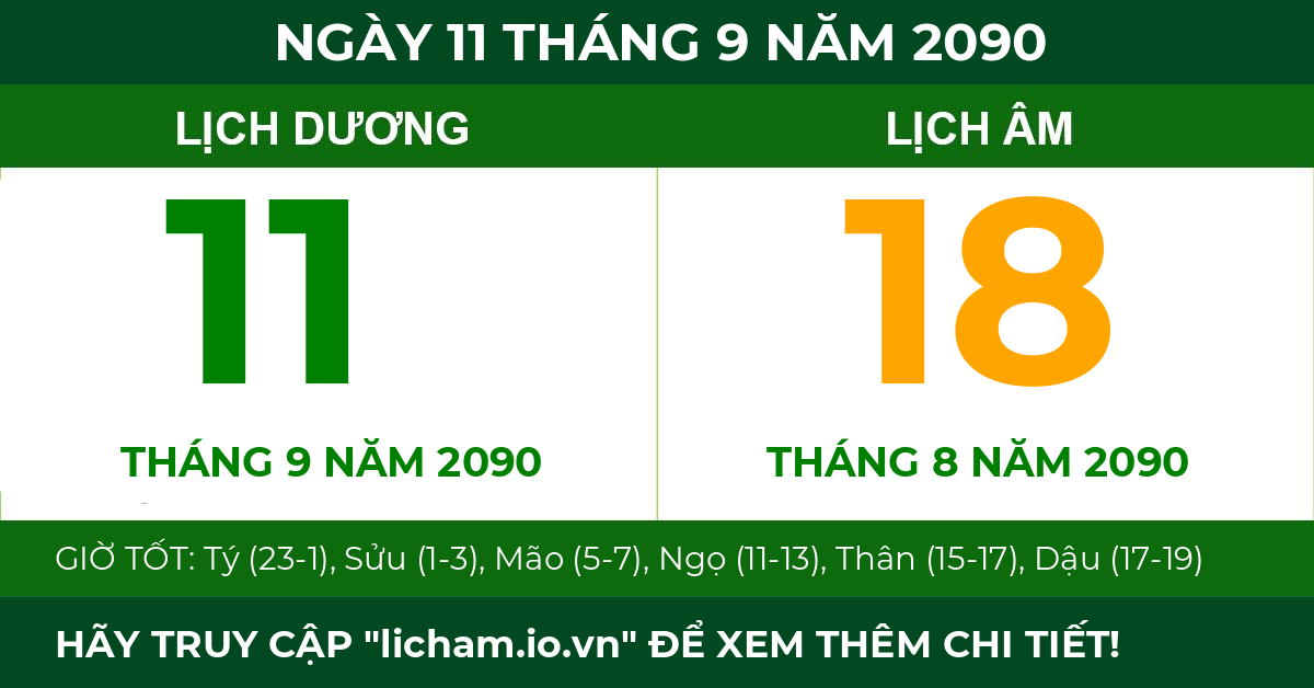 lịch âm ngày 11 tháng 9 năm 2090