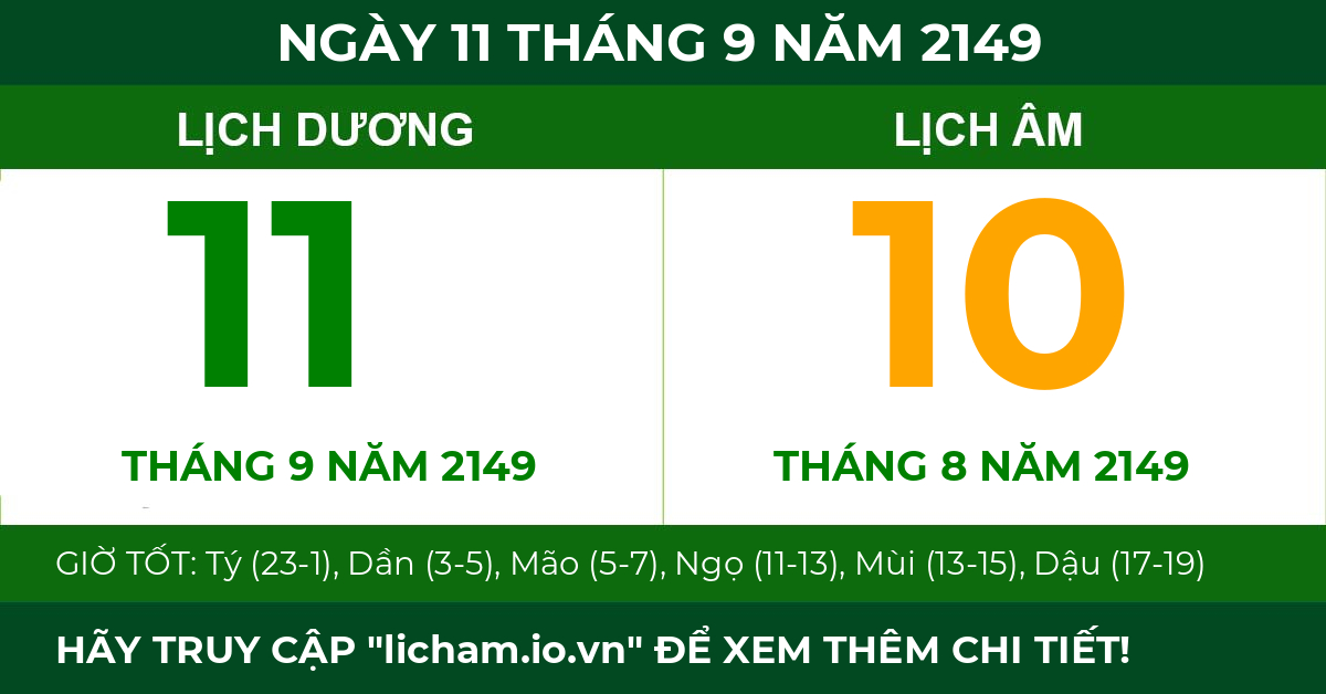 lịch âm ngày 11 tháng 9 năm 2149