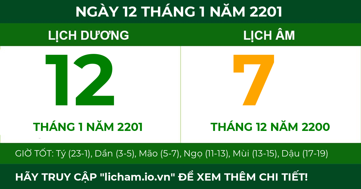 lịch âm ngày 12 tháng 1 năm 2201