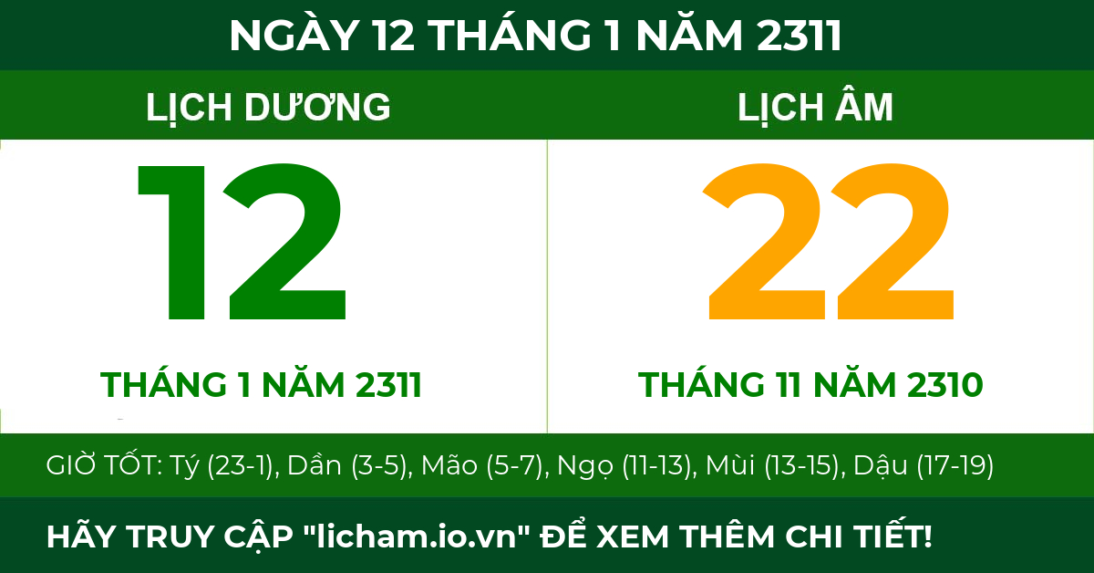 lịch âm ngày 12 tháng 1 năm 2311