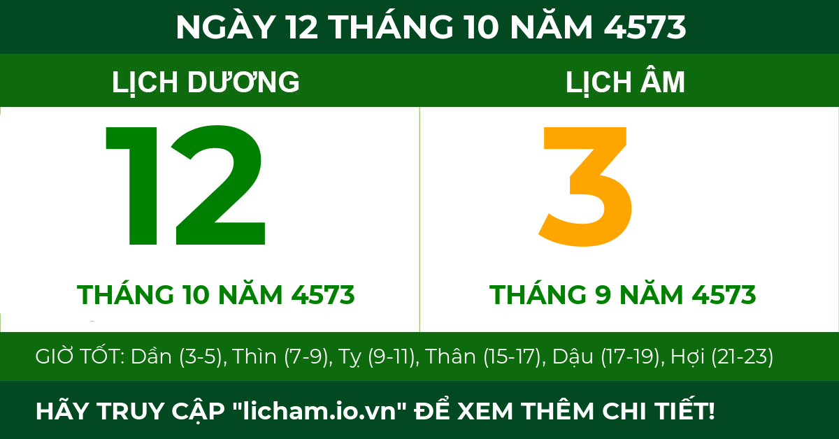 lịch âm ngày 12 tháng 10 năm 4573