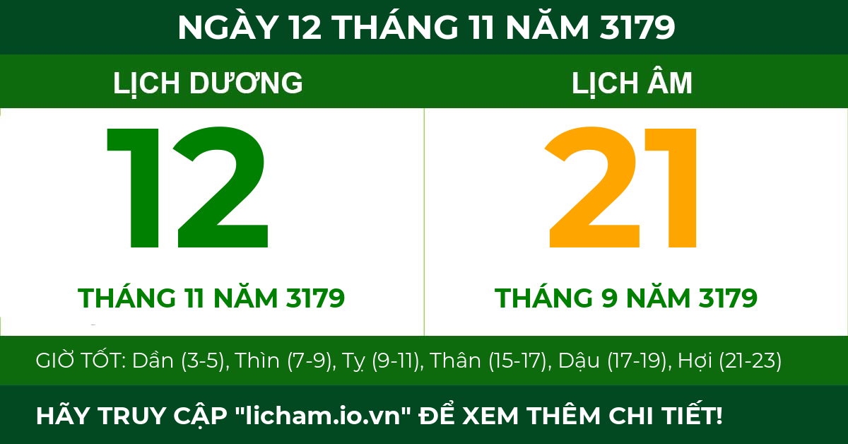 lịch âm ngày 12 tháng 11 năm 3179