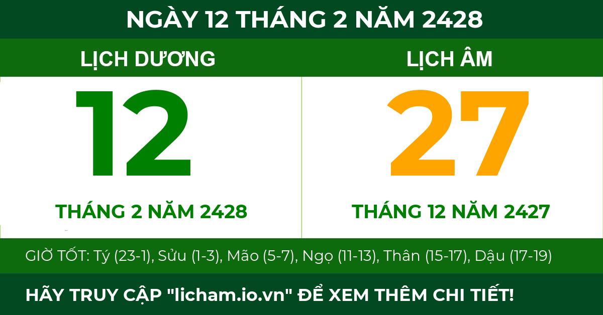 lịch âm ngày 12 tháng 2 năm 2428