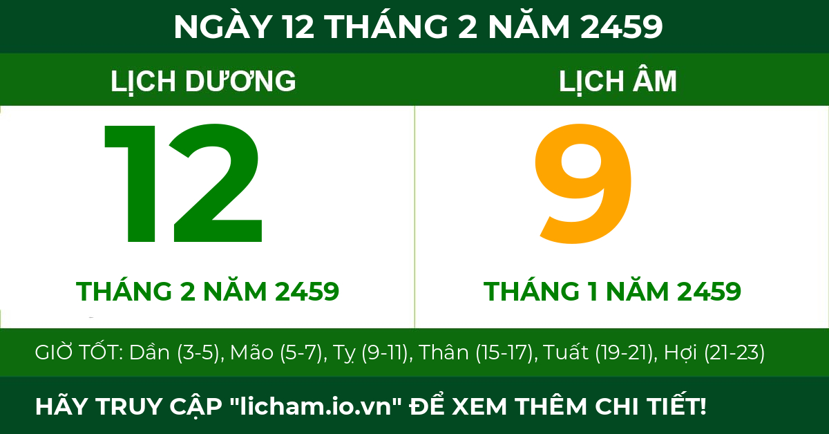 lịch âm ngày 12 tháng 2 năm 2459