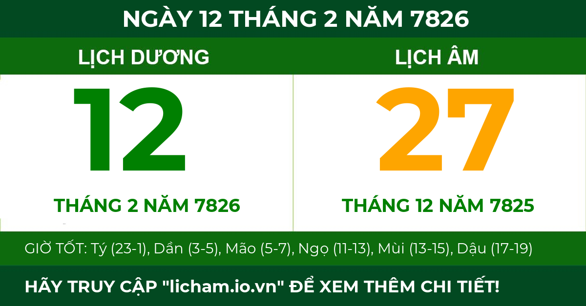 lịch âm ngày 12 tháng 2 năm 7826